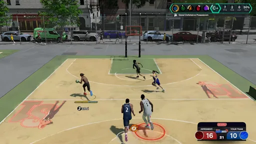 NBA 2K27 Park takeover and defensive possession on an outdoor court