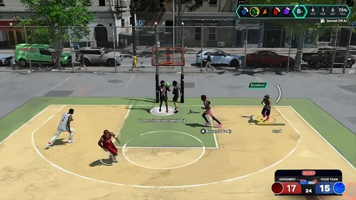 NBA 2K27 Park game showing Excellent release and perfect shot trail
